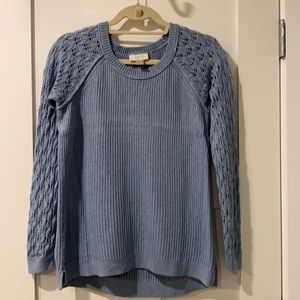 LOFT Light Blue Eyelet Detail Sleeve Sweater